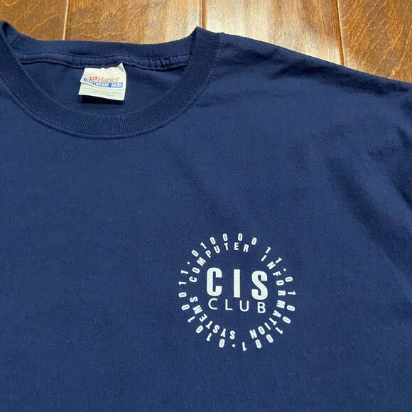 Hanes Vintage CIS Computer Information Systems Navy T-Shirt Men's Size Large - Picture 3 of 8